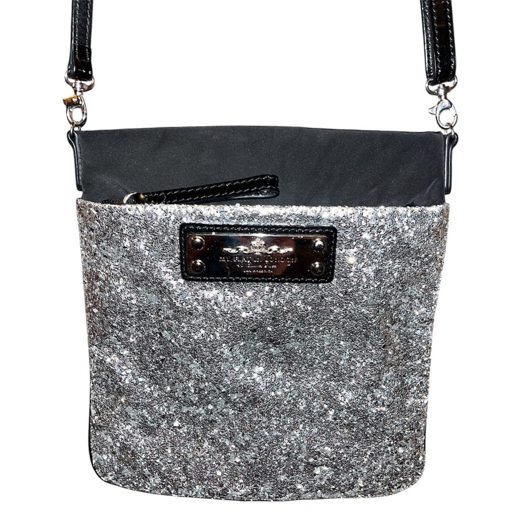 My Flat in London Hampton Black Body and Silver Glitter Sequins Crossbody Bag